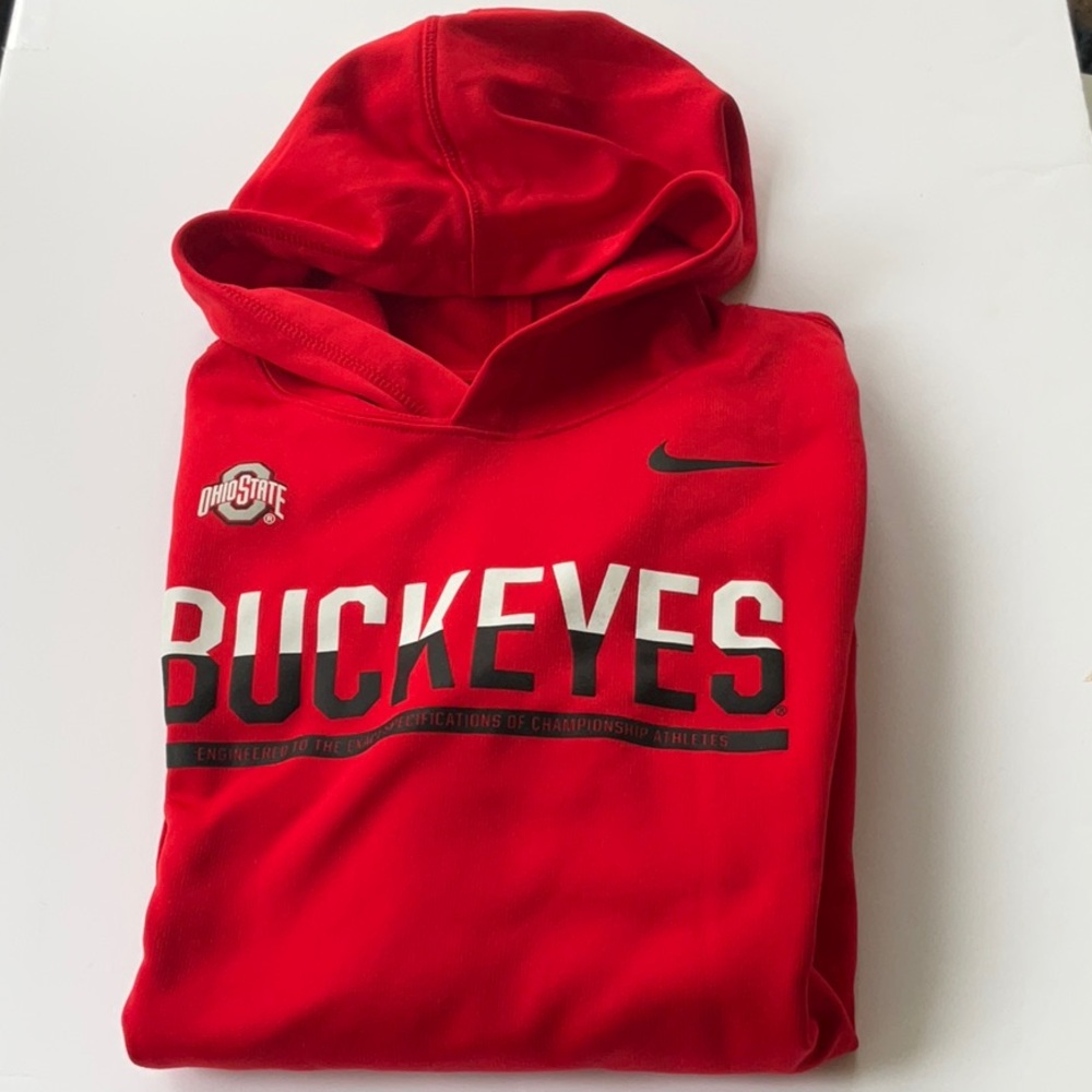 Nike Red Ohio State Buckeyes Hooded Sweatshirt with Black Logo